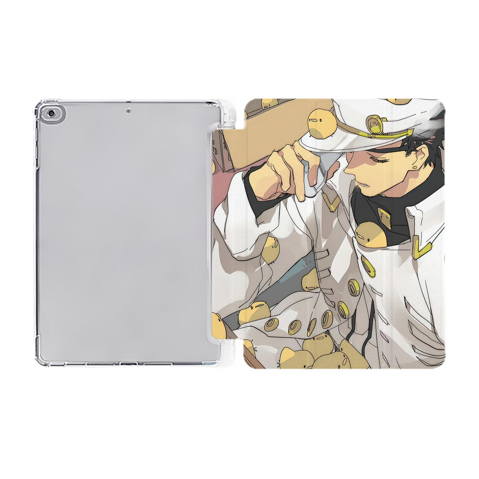 （画像用） ジョジョの奇妙な冒険 JoJo's Bizarre Adventure IPad ケース ペン収納付き 三つ折りスタンド PUレザー×シリコン 対応機種9.5/10.5/10.9インチ